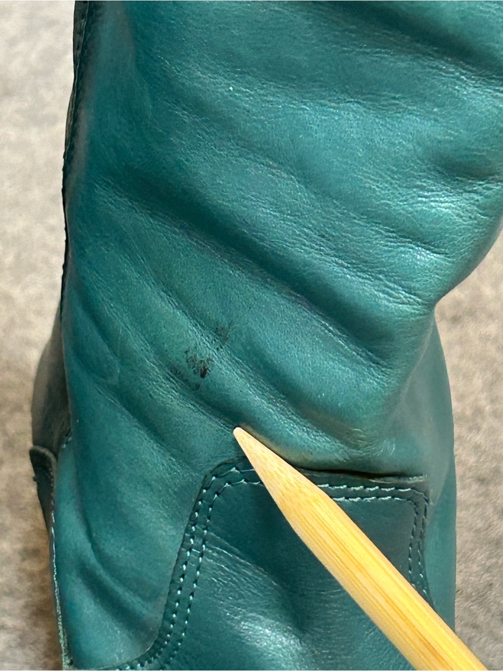 BRONX Wedge buttery teal leather boots studded Round Toe Leather Shoes W 10 eu 4 - Picture 5 of 16